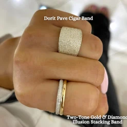 Two-Tone Gold & Pave Diamond Illusion Stacking Band