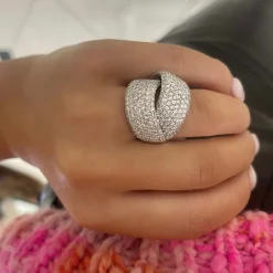Valvie Pave Diamond Ribbon Cocktail Ring