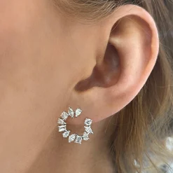 West Multi-Shape Diamond Circle Front Facing Hoop Earrings 1.56 ctw