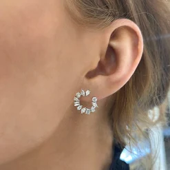 West Multi-Shape Diamond Circle Front Facing Hoop Earrings 1.56 ctw