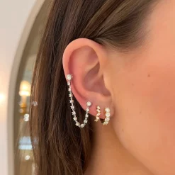 Wilhelmina Double Piercing Diamond Stud Earring
