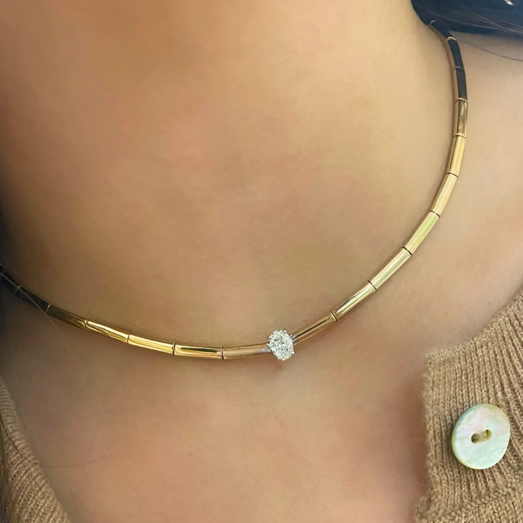 Wolfe Oval Diamond Adjustable Necklace