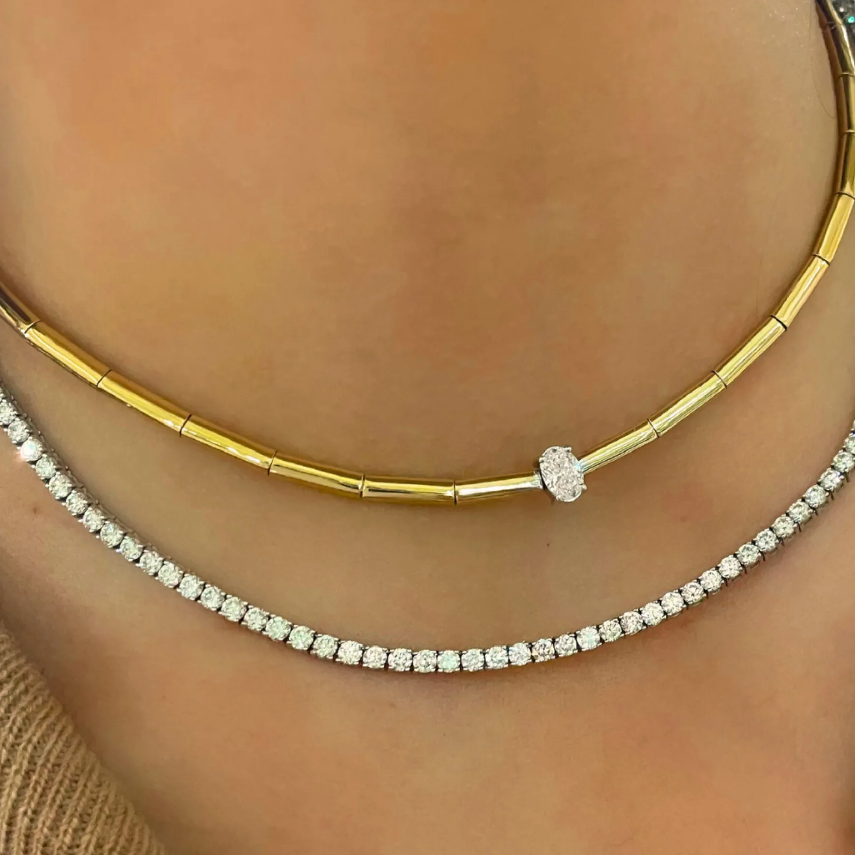 Wolfe Oval Diamond Adjustable Necklace