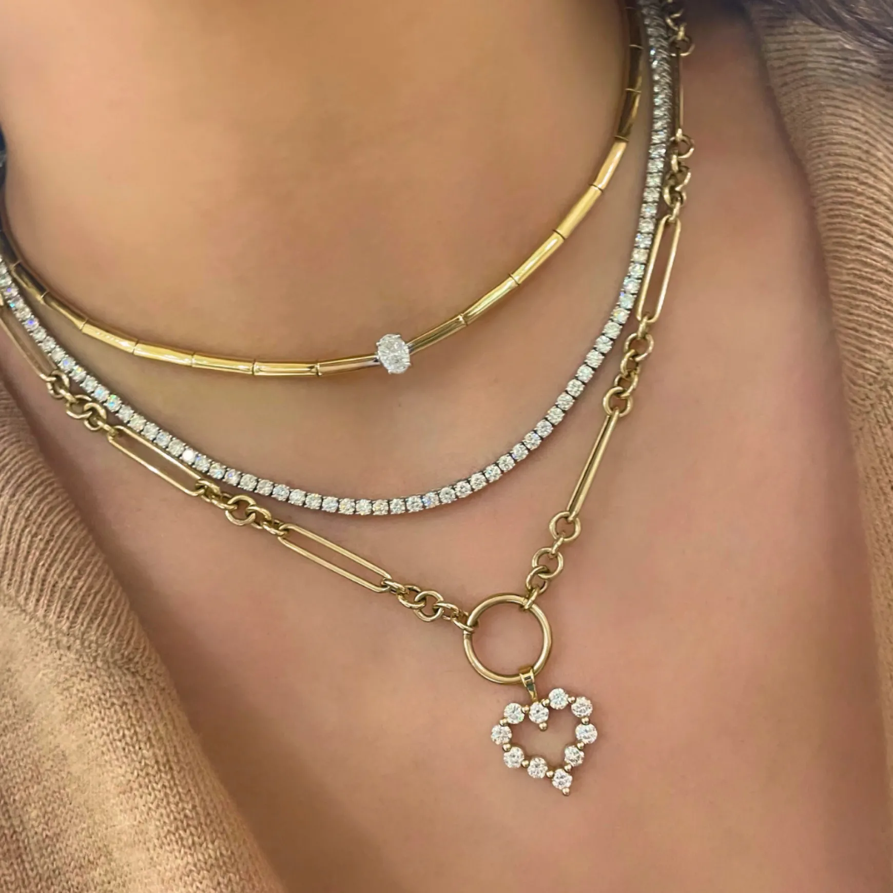 Wolfe Oval Diamond Adjustable Necklace